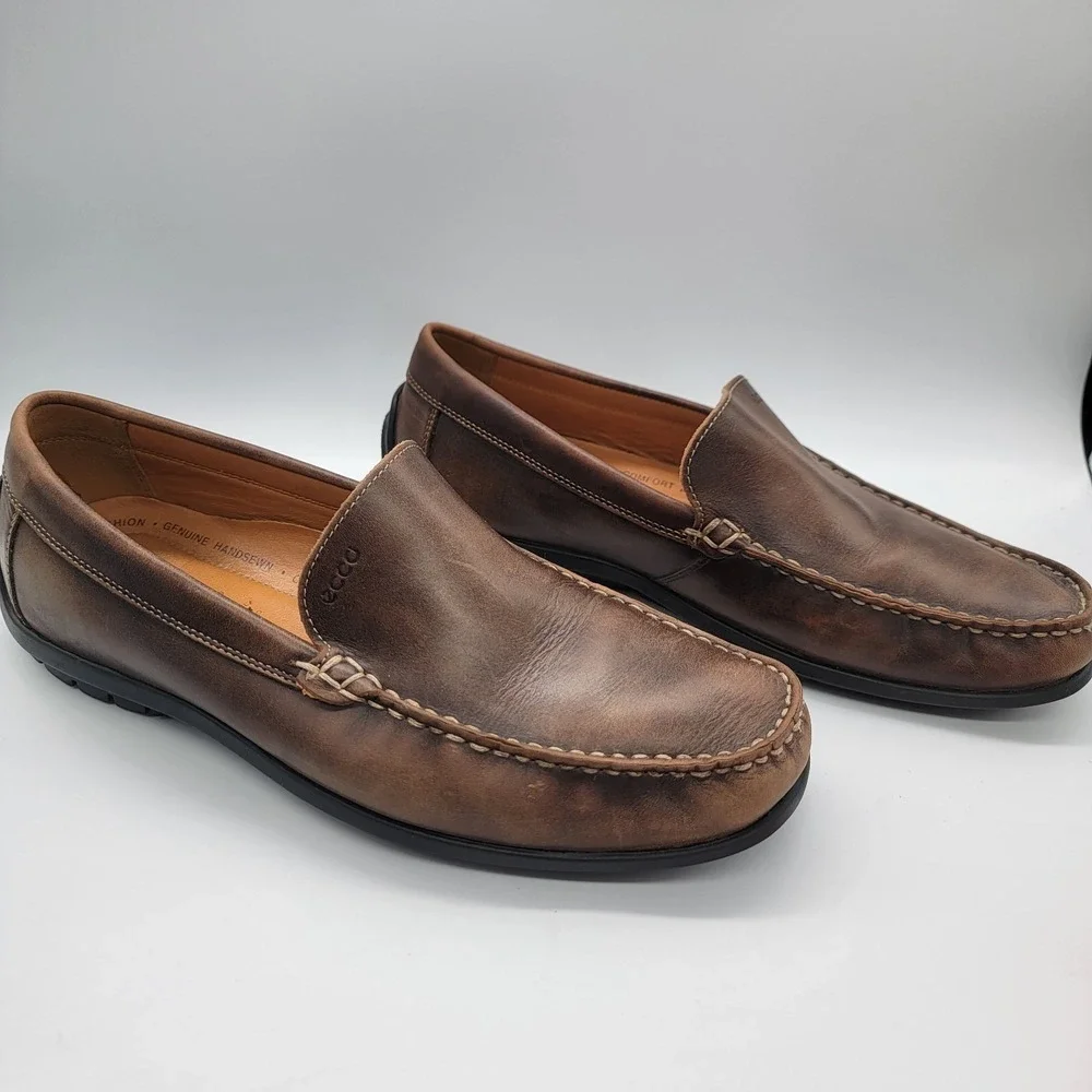 ECCO Classic Moc 2.0 Driving Loafer Mens 44 Vegtable Tanned Leather Boat Shoe